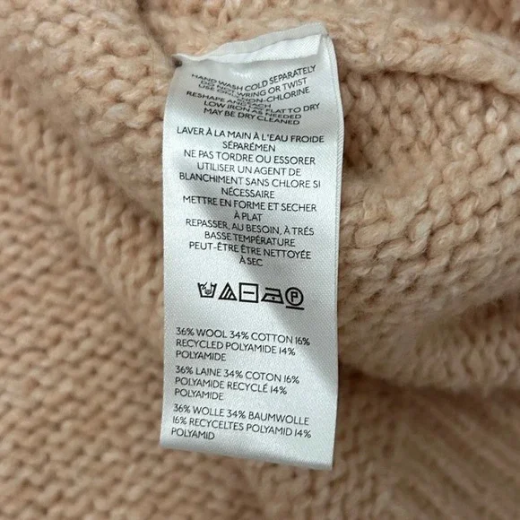 Pilcro Anthropologie Sweater Womens XL Pink Wool Blend Oversized V-Neck Italy - Picture 4 of 6